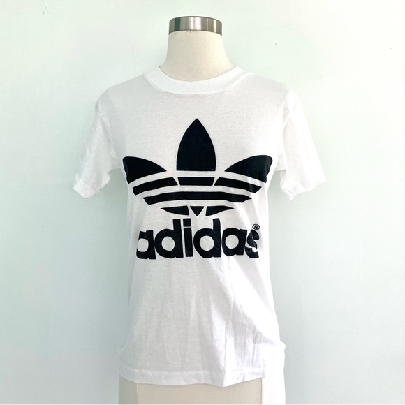 Vintage Tops - Vintage 80’s Adidas white & black single stitch t-shirt tshirt tee top